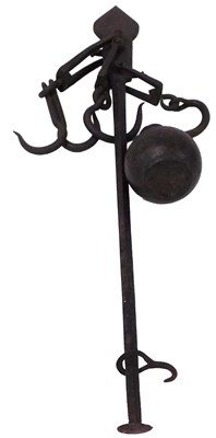 Lot 359 - Vintage cast iron butcher's scales, with a...