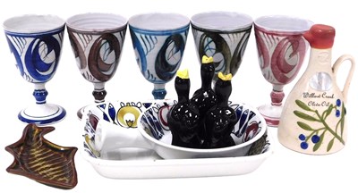 Lot 381 - A set of five Aldermaston Pottery goblets,...