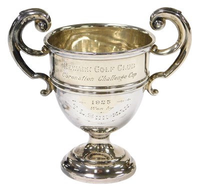 Lot 420 - A George V silver twin handled trophy,...
