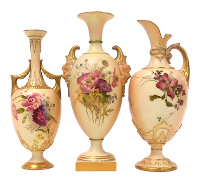Lot 496 - Two Royal Worcester blush porcelain vases, one,...
