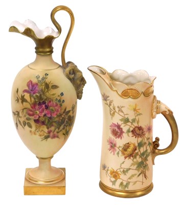 Lot 499 - A Royal Worcester blush porcelain ewer, the...