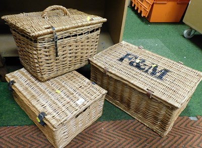 Lot 2003 - Three wicker picnic baskets.