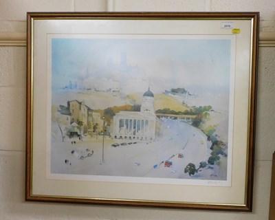 Lot 2018 - Les Clarke. Scene depicting Lincoln Cathedral,...