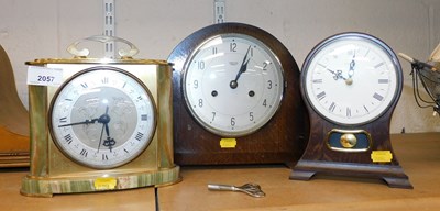 Lot 2057 - Three mantel clocks, comprising a Smiths...