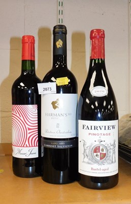 Lot 2073 - Three bottles of red wine, comprising Musar...