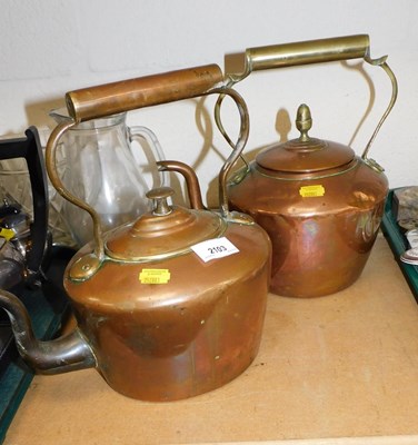 Lot 2103 - Two Victorian copper kettles.