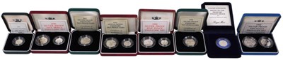 Lot 523 - A group of silver proof ten pence and twenty...