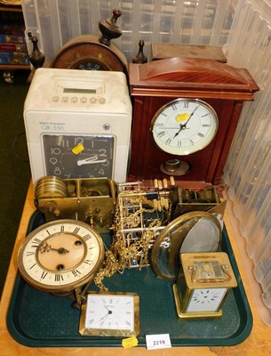 Lot 2219 - A collection of clocks and clock parts, to...