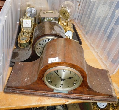 Lot 2220 - A group of clocks, to include two Napoleon hat...