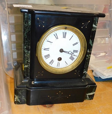 Lot 2222 - A Victorian black slate and marble mantel...