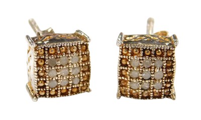 Lot 226 - A pair of diamond stud earrings, in a box...