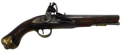 Lot 14 - A 19thC flintlock pistol, the lock plate...