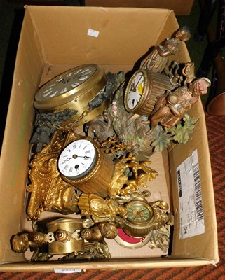 Lot 2234 - A French gilt metal mantel clock, circular...