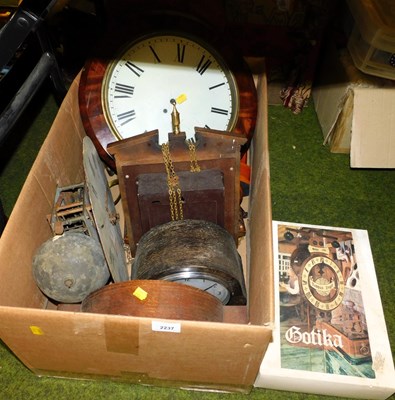 Lot 2237 - Clock parts, cases, etc., to include a long...