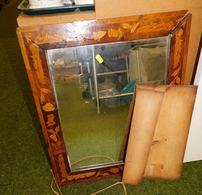 Lot 2239 - A 19thC mahogany and inlaid wall mirror,...