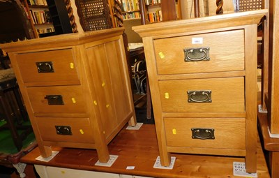 Lot 1003 - A pair of contemporary oak bedside chests,...