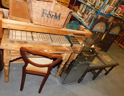 Lot 1061 - A group of furniture, to include a pine side...
