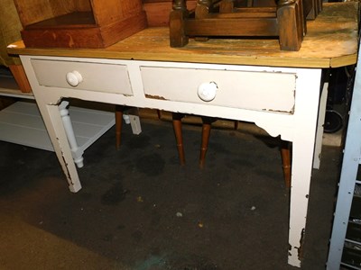 Lot 1106 - A pine table, the rectangular top with a...