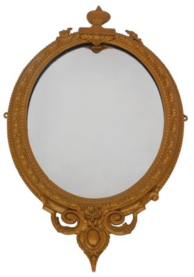 Lot 85 - A 19thC gilt wall mirror, the oval mirror...