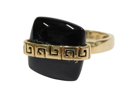 Lot 154 - A QVC 9ct gold black onyx dress ring, the...