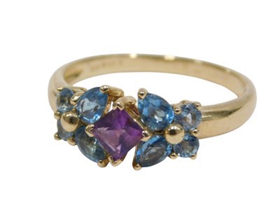 Lot 157 - A QVC 9ct gold multistone set dress ring, set...