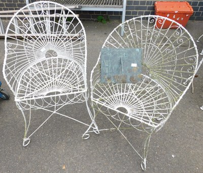 Lot 1154 - A pair of metal wirework garden or...
