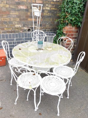 Lot 1155 - An aluminium garden suite, comprising circular...
