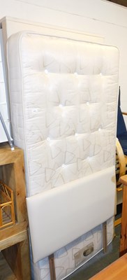 Lot 1085 - A single fold away bed, comprising leatherette...