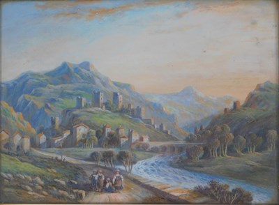 Lot 92 - 19thC Continental School. Figures on a path,...