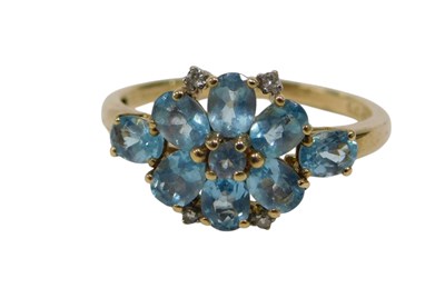 Lot 127 - A 9ct gold cluster ring, arranged as a floral...