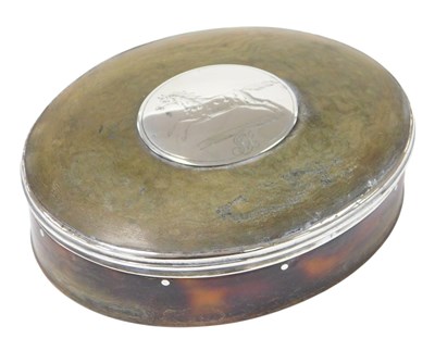 Lot 580 - A Victorian oval tortoiseshell box, with white...