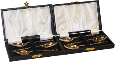 Lot 582 - Two sets of mid century silver plate and...