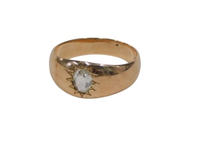 Lot 133 - A signet ring, set with oval cut CZ in star...