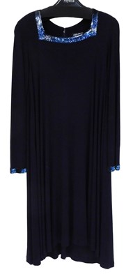 Lot 606 - A Jean Muir blue rayon dress, size 12.