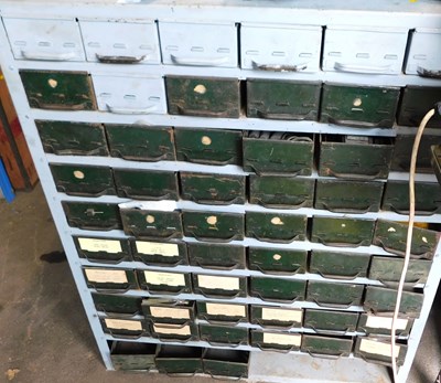 Lot 609 - A mid century tin tool chest, with an...