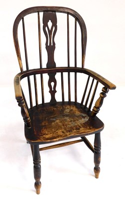 Lot 636 - A Victorian oak and elm Windsor chair, with a...