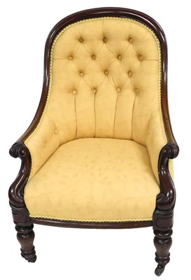 Lot 652 - A Victorian mahogany spoon back nursing chair,...