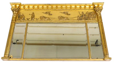 Lot 656 - A Victorian gilt wood overmantel mirror, the...