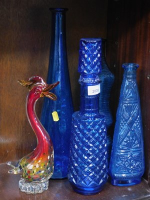 Lot 2039 - Decorative glassware, comprising a coloured...