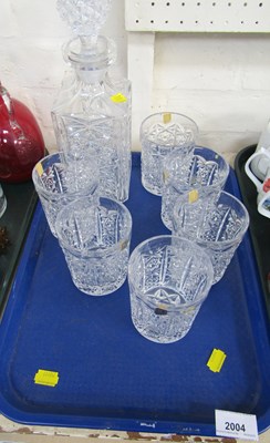 Lot 2004 - Six glass tumblers, and a decanter with...