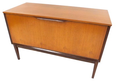 Lot 699 - A mid century teak LP cabinet, with a drop...