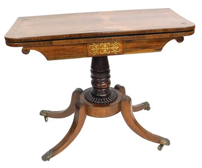 Lot 478 - A Regency rosewood fold over card table,...