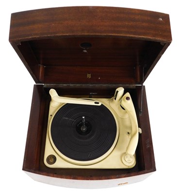 Lot 720 - A Pye Monarch cream gramophone, teak...