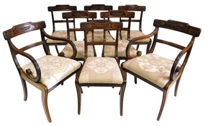 Lot 732 - A set of eight Regency mahogany bar back...