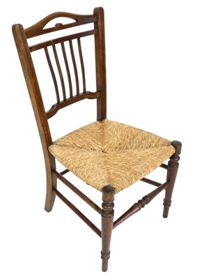 Lot 740 - A Victorian beech child's chair, with a rush...