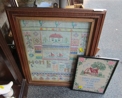 Lot 2017 - Two woolwork samplers, one dated 1937.