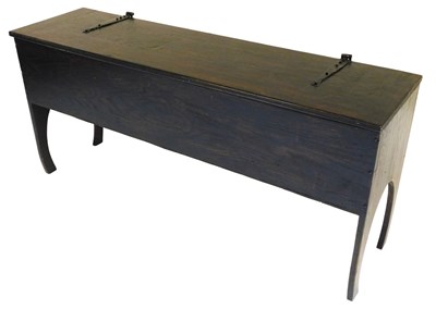 Lot 486 - A 17thC style oak coffer, raised on curved end...
