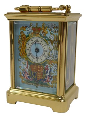 Lot 63 - A Halcyon Days brass cased carriage clock, the...