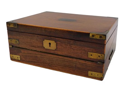 Lot 121 - A Victorian rosewood and brass-bound writing...