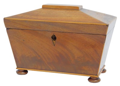 Lot 122 - A Regency mahogany sarcophagus shaped tea...